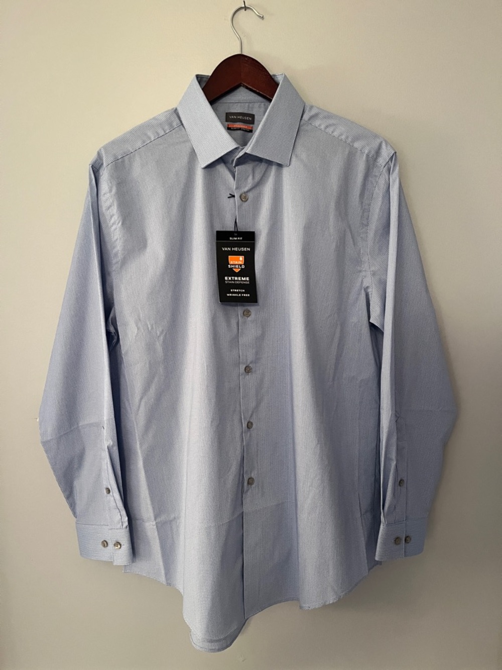 Van Heusen Patterned Light Blue Men's Long-Sleeve Dress Shirt